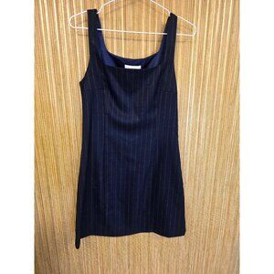 Women's XS Navy Pinstripe Sleeveless Mini Dress By Ese O Ese Designer Lined